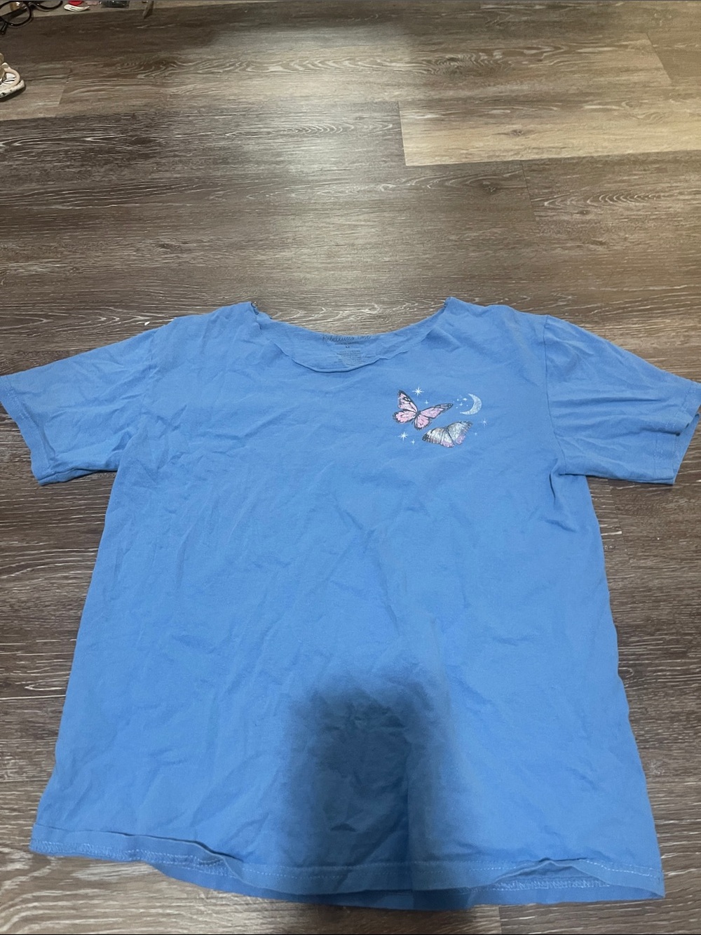 Girls Blue Butterfly Moon Graphic Tee